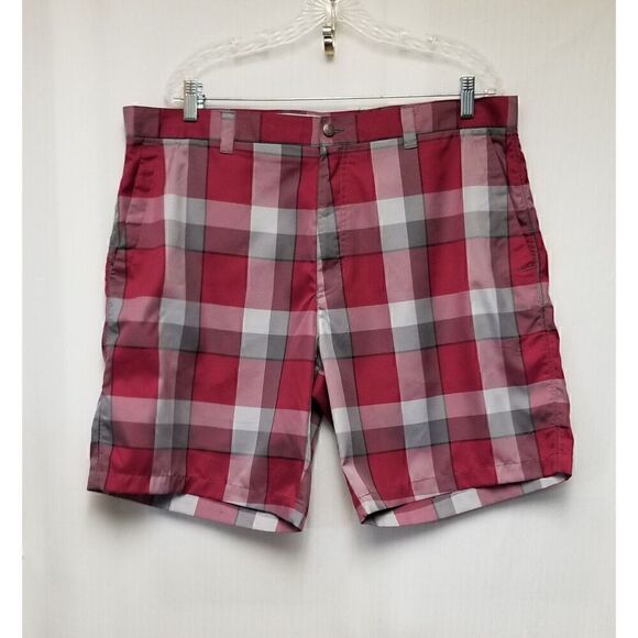Callaway Men's Golf Performance Red/Gray Shorts Plaid Flat Front Size 40 - Picture 3 of 6